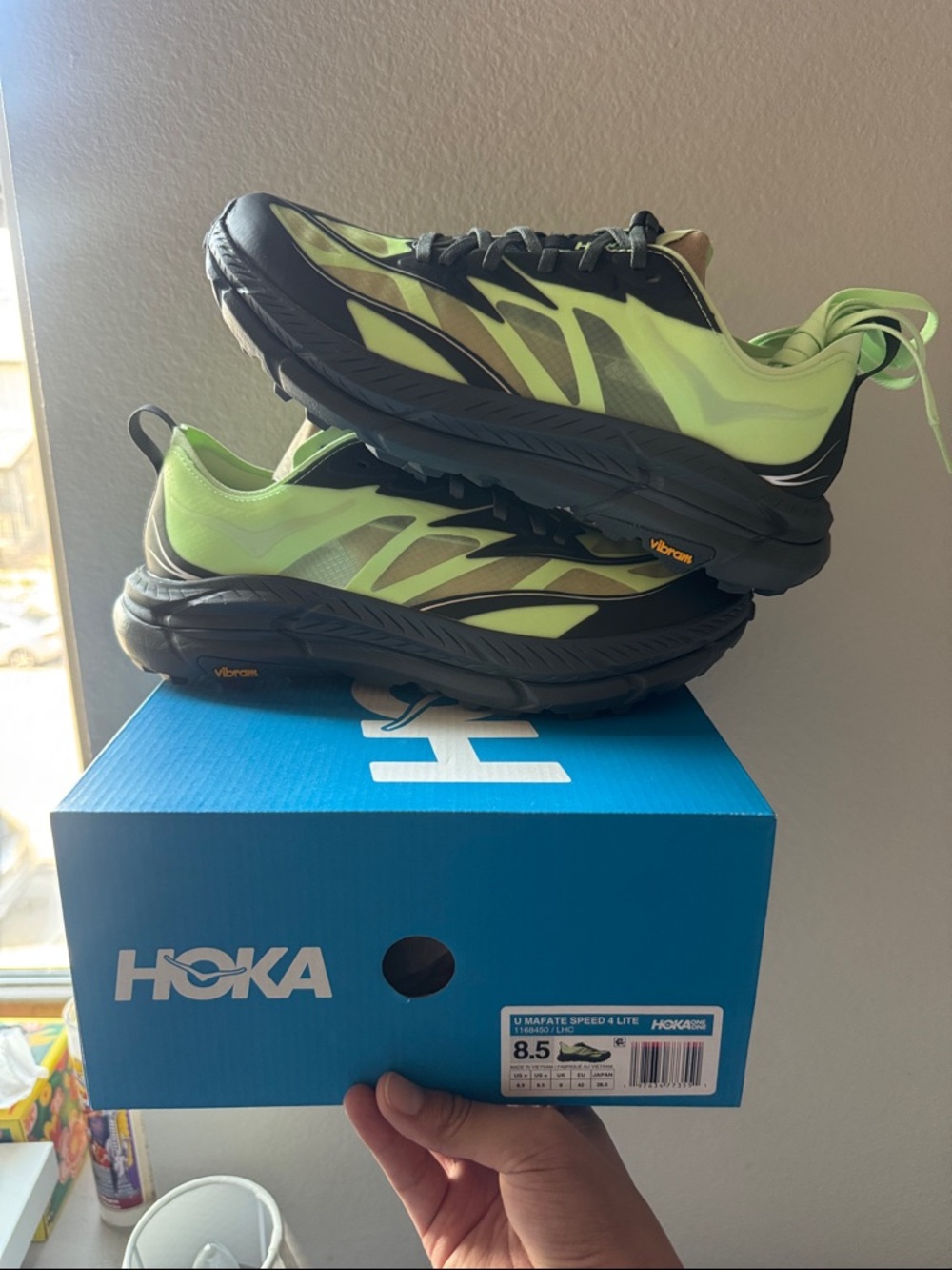 Hoka Mafate Speed 4 Lite Neon Lime/Black Trail Sneakers